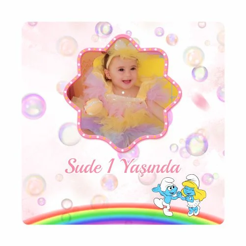 Şirinler Temalı Doğum Günü Magneti